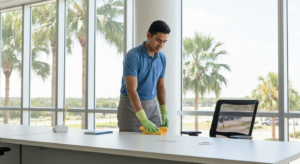 Orlando commercial cleaning services by All Great Cleaner – Professional Cleaning Services, highlighting outsource cleaning vs hire janitor benefits.