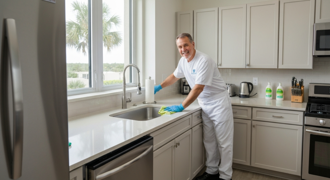 Inspection-ready clean kitchen by All Great Cleaner – Professional Cleaning Services in Orlando after pre move in cleaning