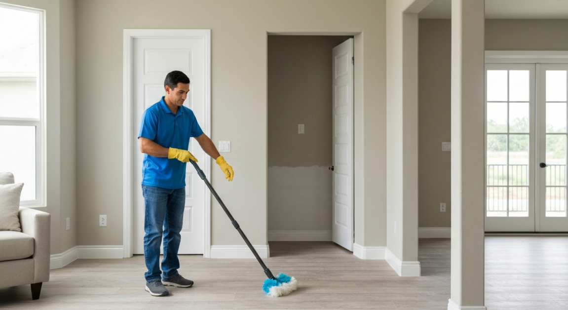Air vent cleaning in Orlando, enhancing air quality in a post-construction environment.