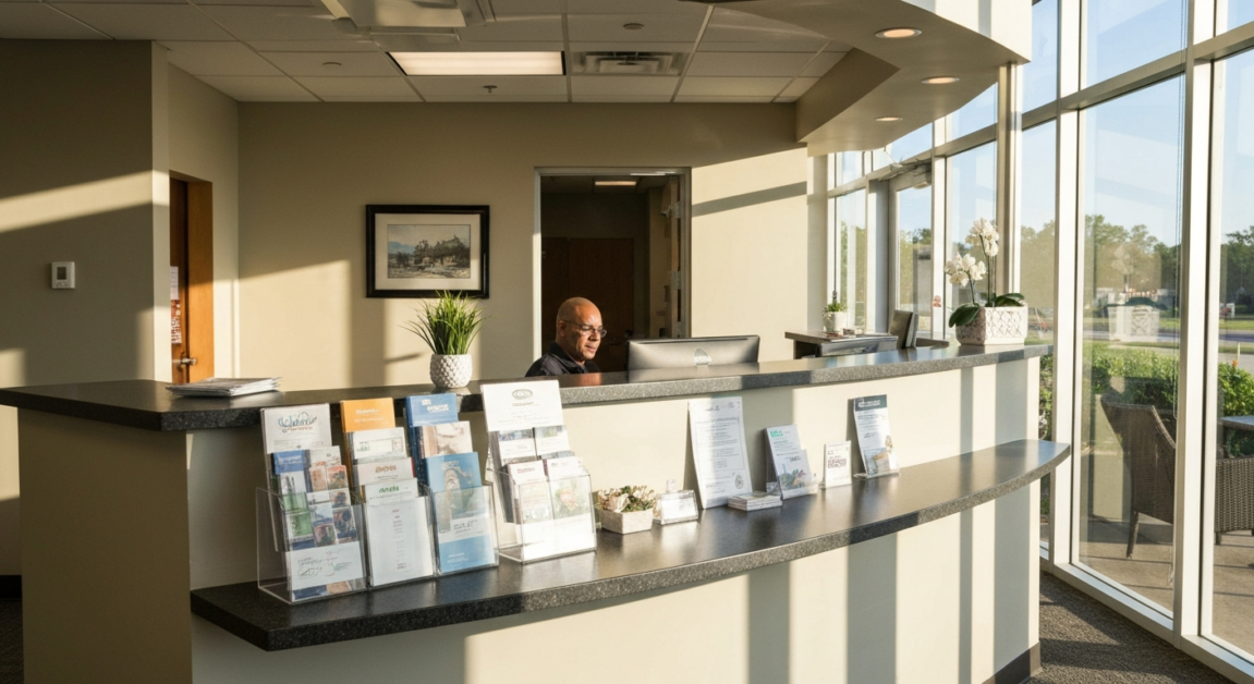 Professional and clean Orlando office reception area