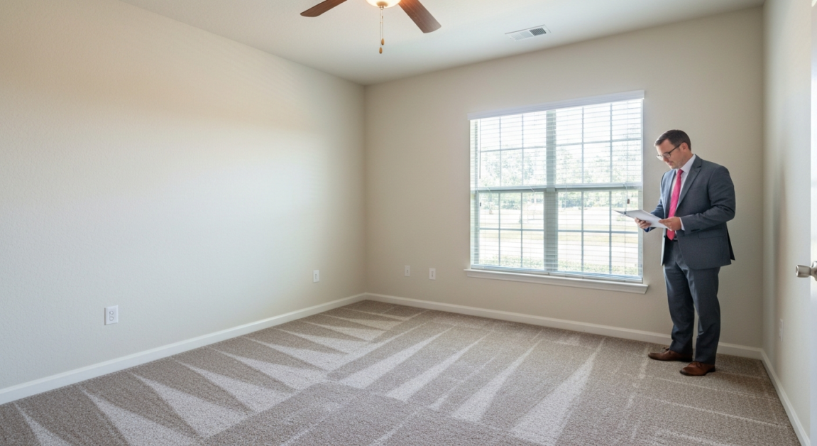 Orlando rental property bedroom cleaned and seen during the landlord's move-out inspection.