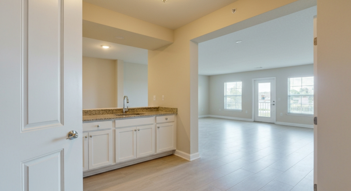 Pristine Orlando condo unit ready for inspection after post-construction cleaning.