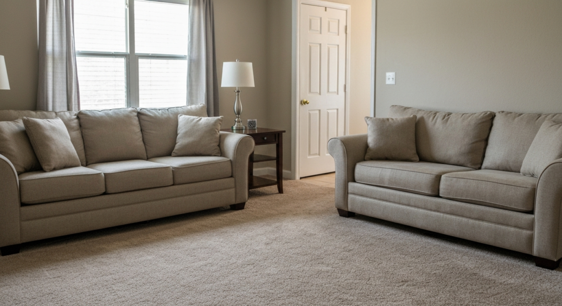 Pristine Orlando living room showing successful cleanup and revitalization post-holiday party