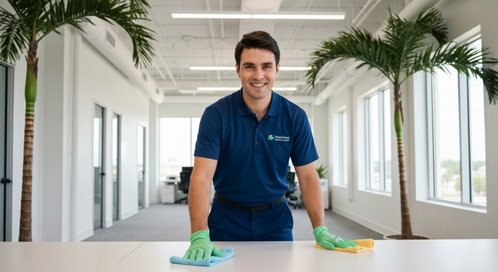 Eco-friendly commercial cleaning by All Great Cleaner – Professional Cleaning Services in Orlando showing low-odor, employee-safe options.