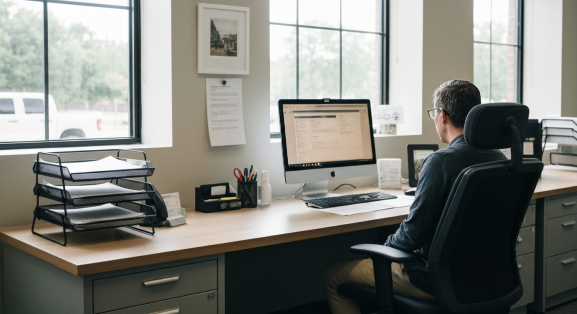 A clutter-free, organized, and dust-free office desk in Orlando, enhancing productivity and focus.
