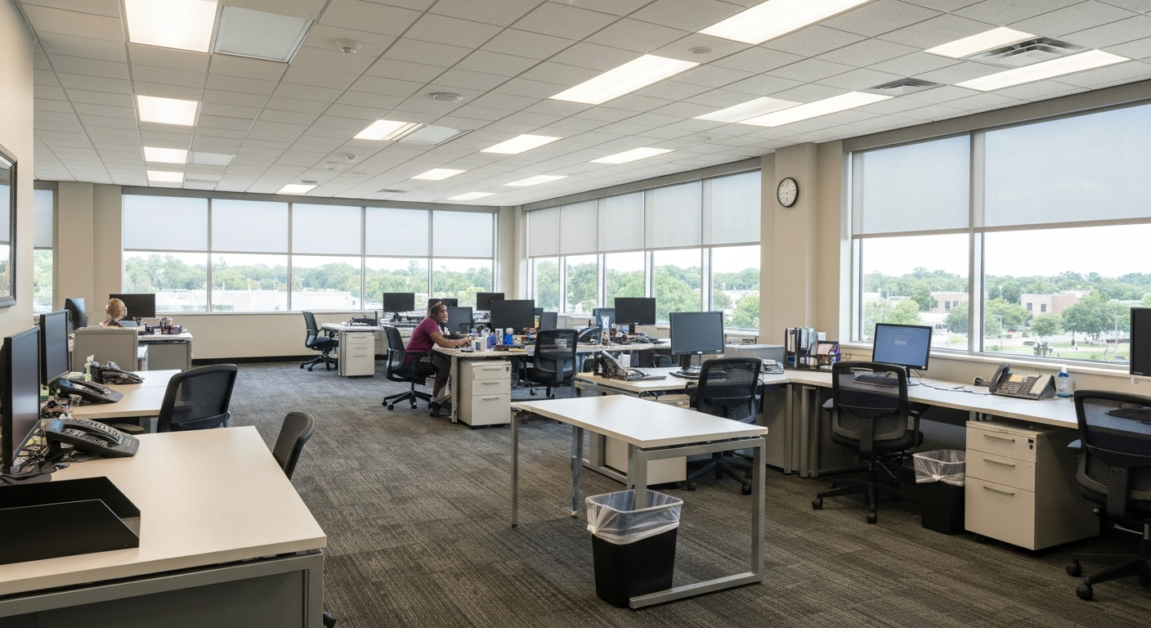 A clean and organized Orlando office workspace ready for a professional inspection.