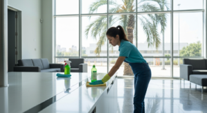 commercial cleaning services in Orlando by All Great Cleaner - Professional Cleaning Services, focusing on entrance and lobby