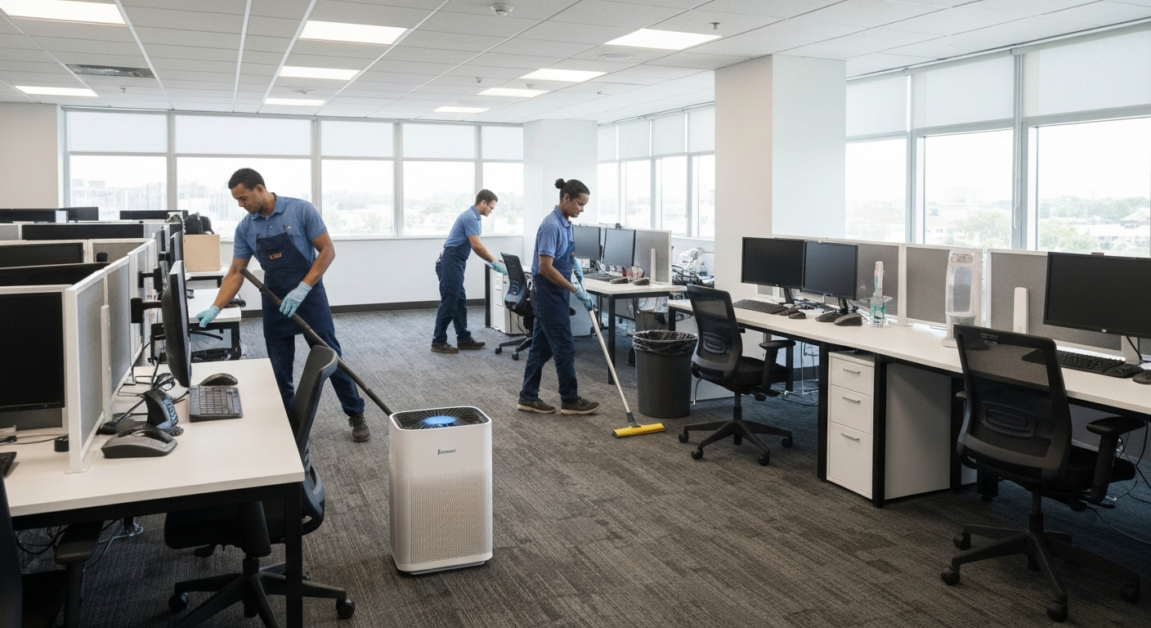 Clean and allergen-free shared office space promoting better health in an Orlando office.
