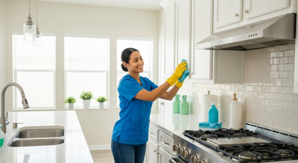 Professional cleaner using regular house cleaning service in Orlando with All Great Cleaner – Professional Cleaning Services