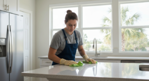 Post-construction cleaning transformation by All Great Cleaner – Professional Cleaning Services in Orlando, showcasing before and after construction cleaning results.