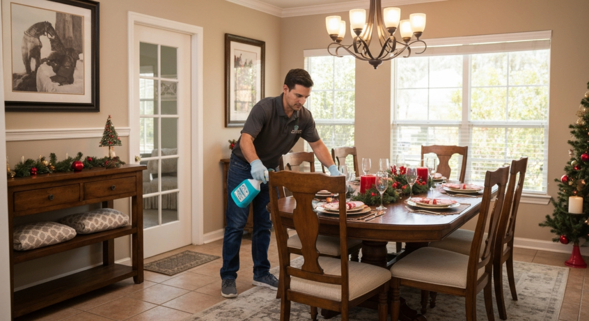 Cleaning expert making an Orlando home inspection-ready for holiday hosting