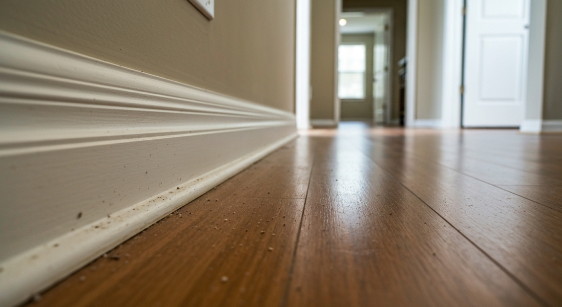 Dust and dirt accumulation on Orlando home's baseboards