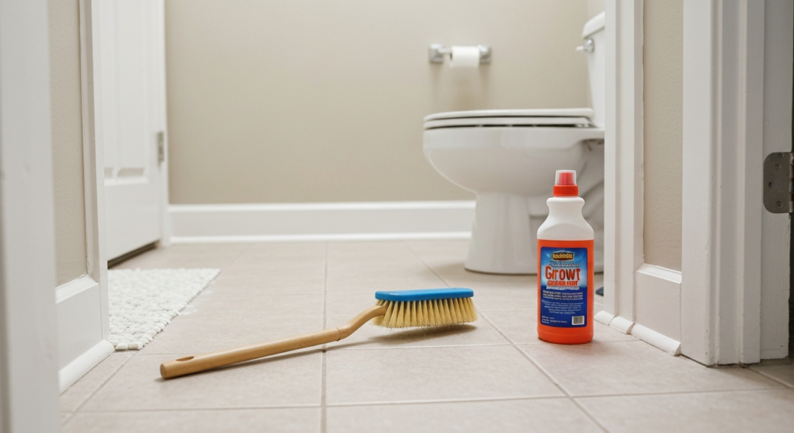 Effective grout cleaning tools and products in an Orlando apartment bathroom